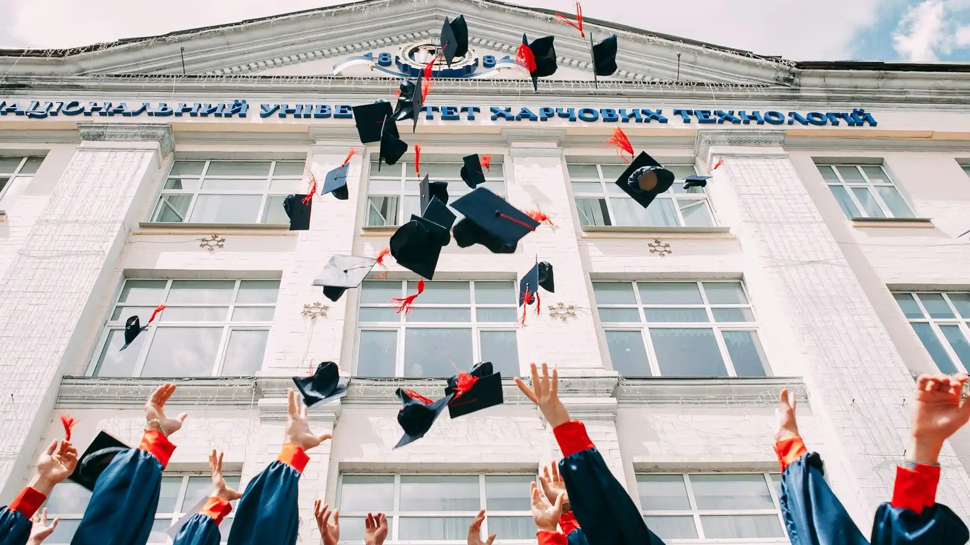 caps in air celebration of students