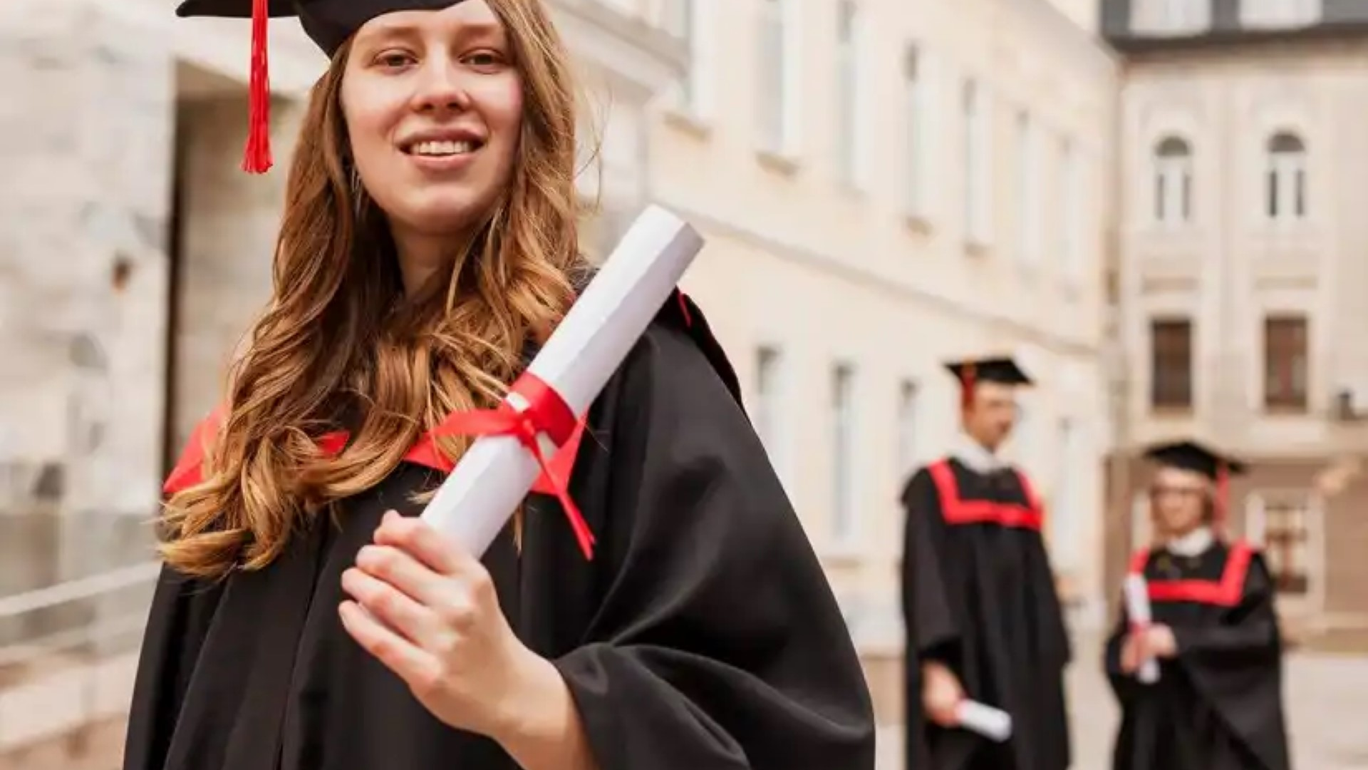 happy graduate with her friends