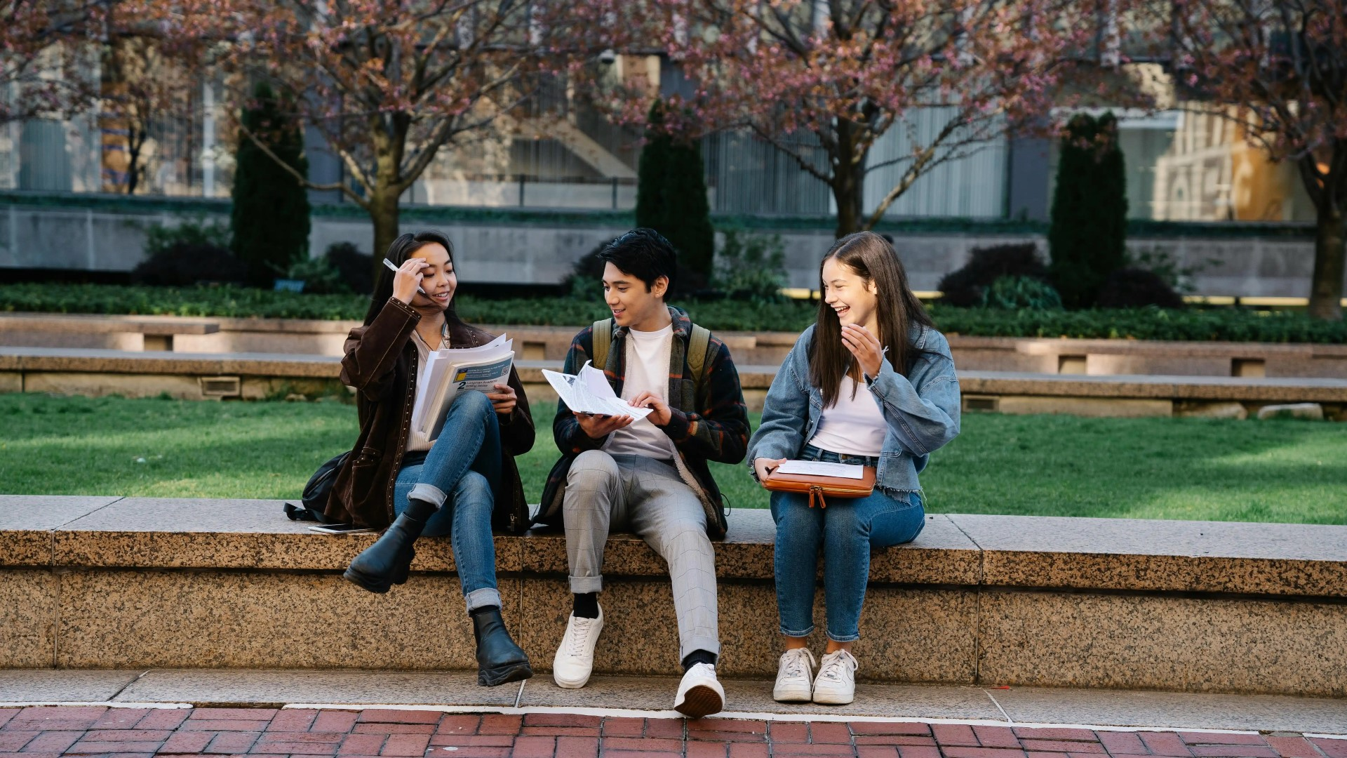 international student friends chatting